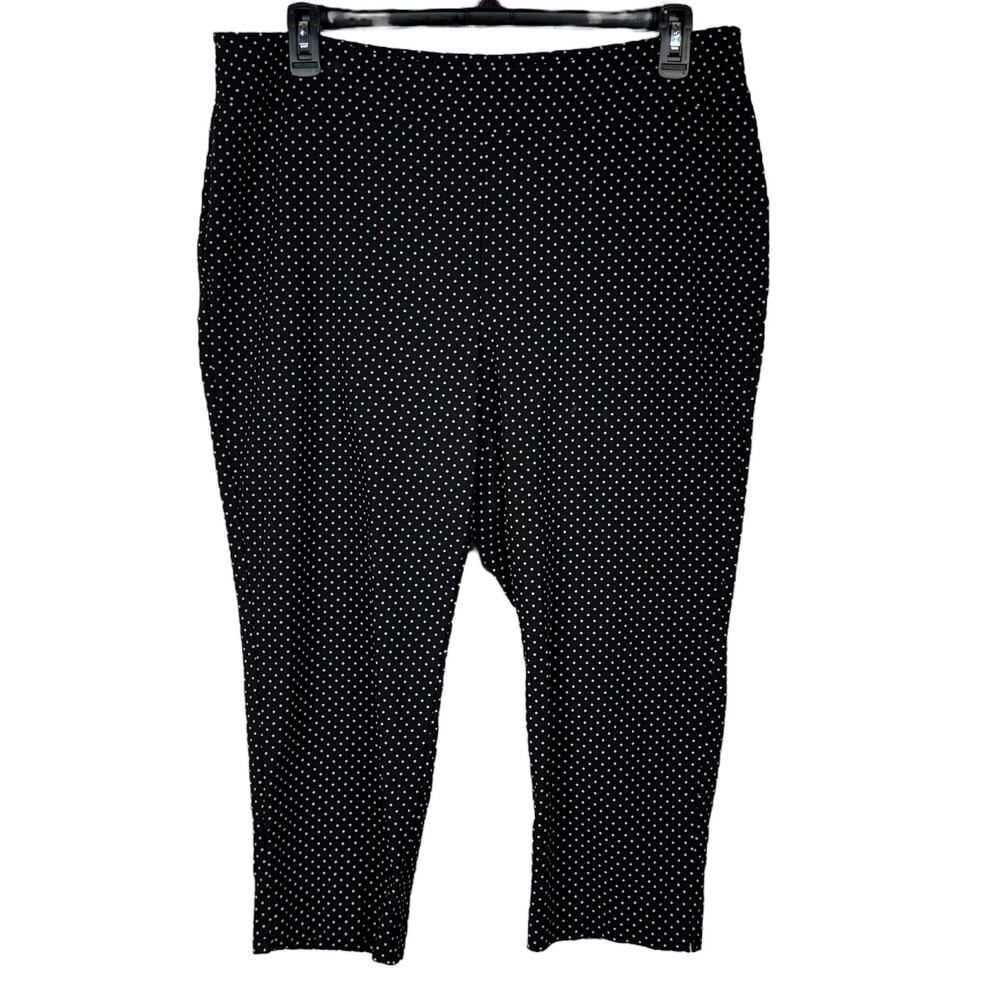 Chico’s SZ 3 (X-Large/16) So Slimming Crop Pants Polka-Dot Stretch Pull-On Black